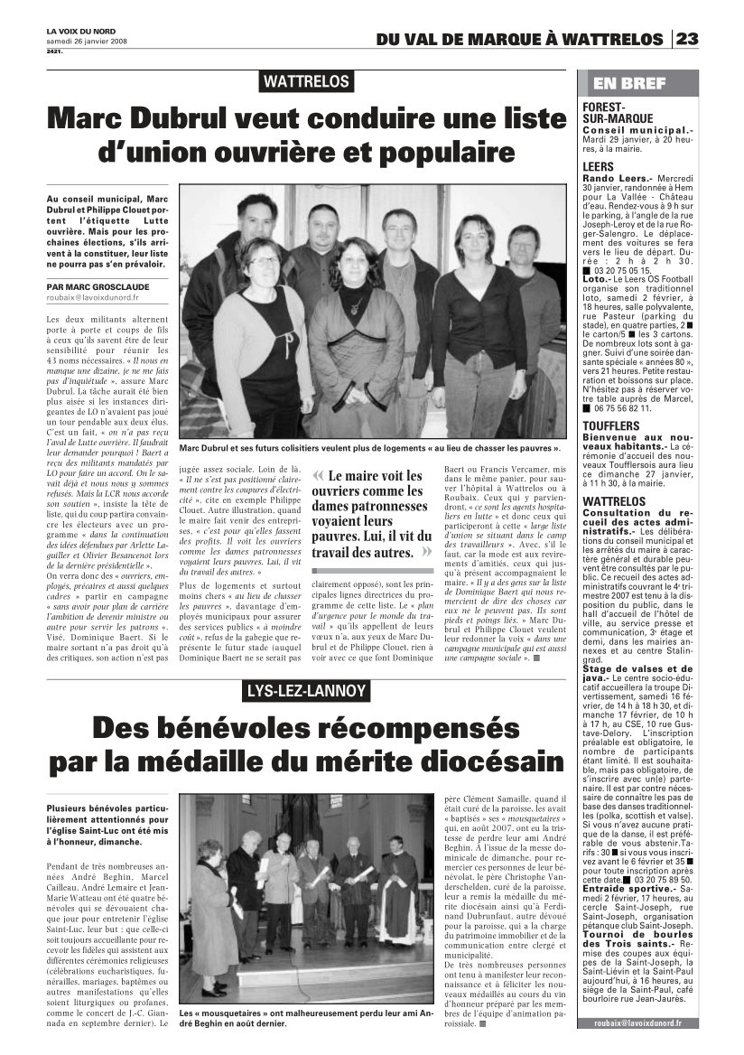 Article de la voix du nord
Article de la voix du nord